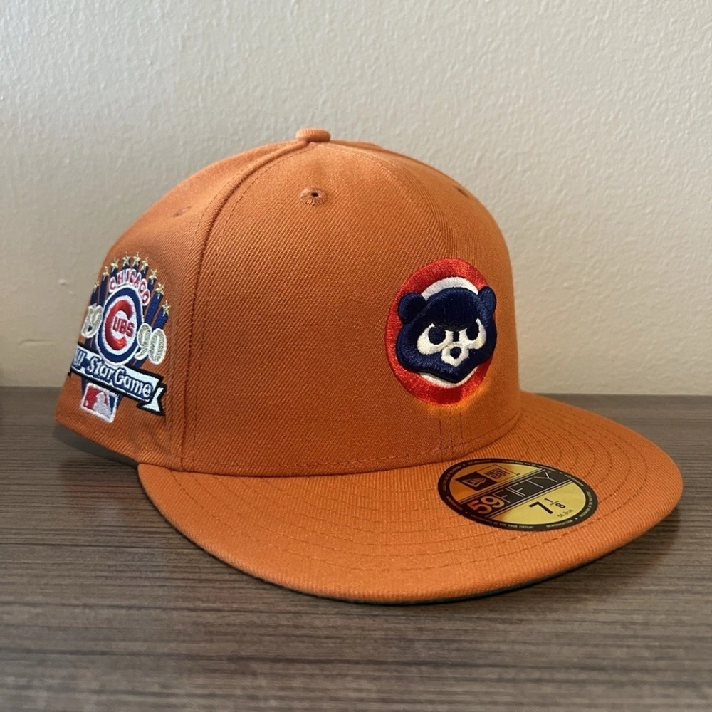 Chicago Cubs 1990 ASG Patch Tennessee Orange Fitted Hat 7 1/8 New Era 59FIFTY